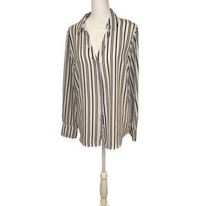 Women's Worthington New no tags Button Down Striped Shirt Black & White Size L